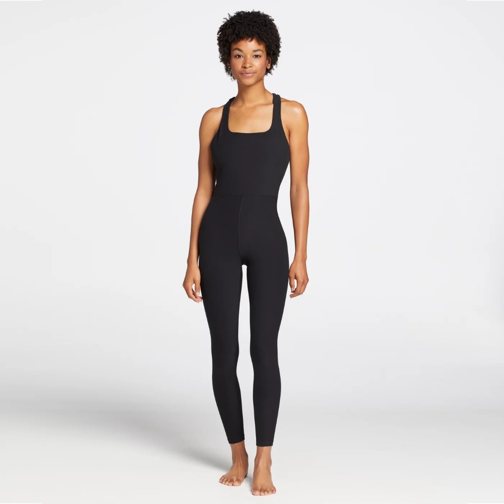 Bodysuit Jumpsuit Black Criss Cross - Size small